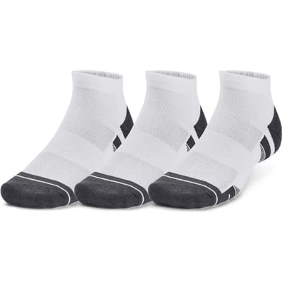 Under Armour UA Performance Tech 3pk Low-WHT Unisex Sportsokken - Wit - Jet Grijs
