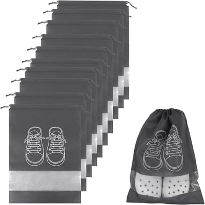 Waterdichte en stofdichte schoenen tas met transparant venster, ideaal voor reizen en opbergen, grijs