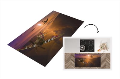 Keukenloper - Loper keuken - Spitfire vliegtuigen bij zonsondergang - 120x60 cm - Keukenloper vinyl