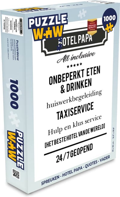 Puzzel Spreuken - Hotel papa - Quotes - Vader - Legpuzzel - Puzzel 1000 stukjes volwassenen - Vaderdag cadeautje - Cadeau voor vader en papa