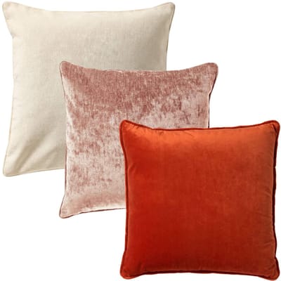 Dutch Decor - KUSSENSET - 3-delig - Elegant Layers - 60x60 cm en 45x45 cm - inclusief binnenkussens - wit, roze, oranje - Met Ritssluiting – Decoratie Kussens - Comfortabele kussentjes voor op de Bank