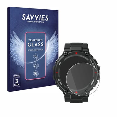 Savvies - Glas Screenprotector voor Huami Amazfit T-Rex - Gehard Beschermglas 9H 3 Stuks