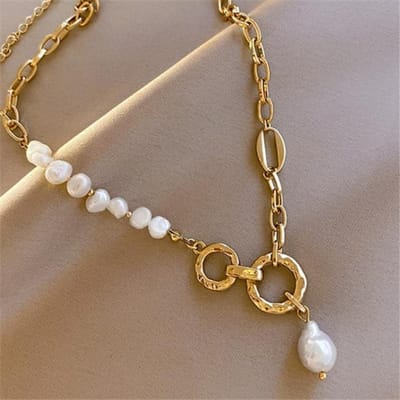 Europa En De Verenigde Staten Populaire Licht Luxe Barok Wind Natuurlijke Parel Ketting ,Stijlvolle Dames Ketting Temperament gray