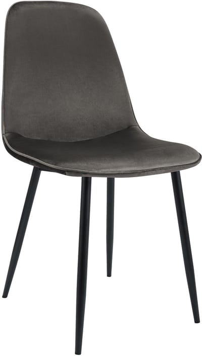 CLP Maryam Eetkamerstoel - klassiek - met rugleuning - zwart metalen frame - belastbaar tot 150 kg - Fluweel/antraciet