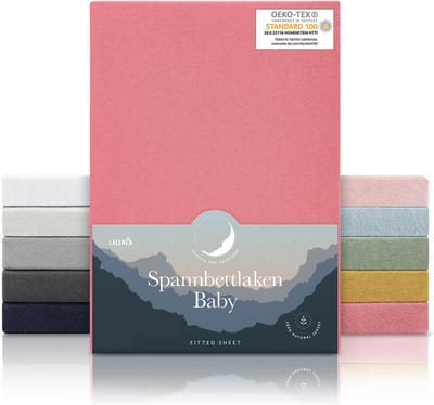 Laleni Jersey Baby/Kind Hoeslaken - Actief Ademend - Oeko-Tex Certificeerd - Babybed, Wieg, Kinderbed 40 x 90 x 10cm, koraal