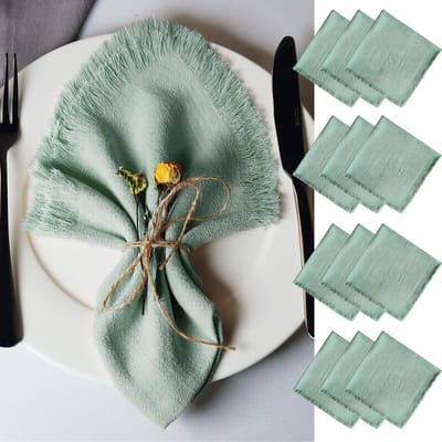 Unyqoos® Groene Stoffen Servetten Set van 12 met Katoen-Linnen Mix voor Elke Gelegenheid