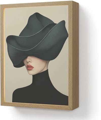 Wandlamp 30x40 cm - Oplaadbaar - Vrouw - Groen - Hoed - Wandlampen binnen woonkamer - Slaapkamer lamp - Decoratieve nachtlamp - Vloerlamp draadloos