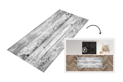 Keukenloper - Loper keuken - Grijs - Wit - Brocante - Planken - Hout - 120x50 cm - Keukenloper vinyl