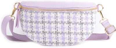 Giuliano lederen heuptas pied de poule - lila - made in Italy