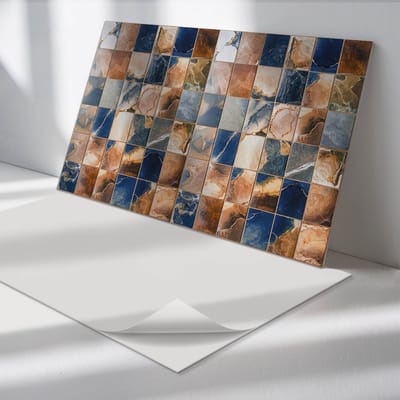 Wallfluent Vinyl Wandpaneel - Mozaïek met steenpatronen Zelfklevende Wandbekleding - 100 cm x 50 cm - Bruin Vinyl Wandpaneel - 1 stuk - Rechthoekig Wandbekleding Vinyl - Texturen Wandpaneel - Wandpaneel PVC - Wandpaneel Keuken en Badkamer