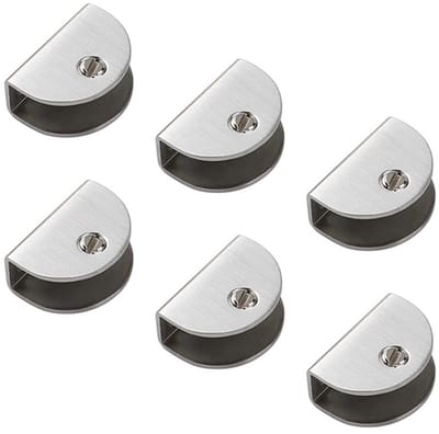 Dailygoods- Plankbeugels 6 Stuks - Verstelbare Glasklemmen - Wandmontage - Roestvrij Staal - Geschikt voor 8-12 mm Dik Glas - Duurzaam en Stevig - Glasklem