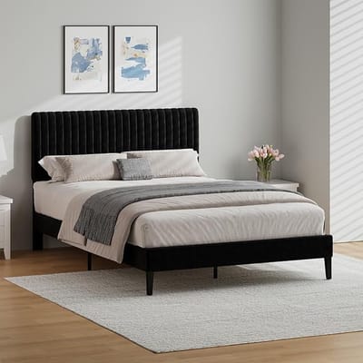 Gestoffeerd Bed 200x200 cm met Opbergruimte & Lattenbodem – Wit Bouclé Bedframe met Hoofdeinde – Zonder Matras – Modern Slaapkamerbed – Pauwhome