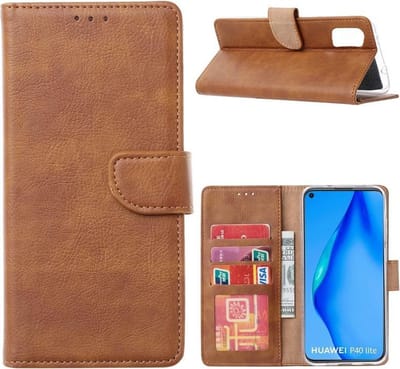 Bookcase Geschikt voor: Huawei P40 Lite 5G - Lichtbruin - portemonnee hoesje