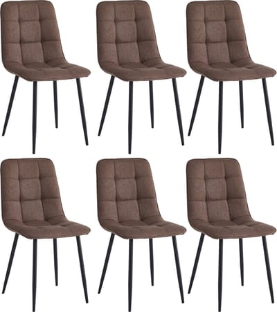 Colenis - Ela Eetkamerstoel - Set Van 6 - Bruin - Linnen - Design