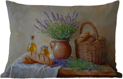 Buitenkussens - Tuin - Lavendel - Brood - Stilleven - 50x30 cm