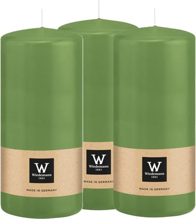 Wiedemann Cilinderkaars/stompkaars - 3x - lichtgroen - 15 x 7 cm - 63 branduren - zuilkaarsen