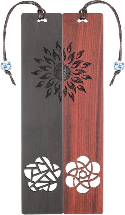 Vintage Houten Boekenleggers Set van 2 met Hangertje - Unieke Pagina Markers voor Boekliefhebbers, Perfect Cadeau voor Verjaardag en Feestdagen