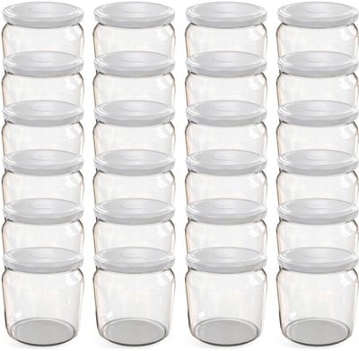 Oputec 24x 360ml inmaakpotten / voorraadpotten TO Ø 82 mm – glazen jampotten – metalen schroefdeksel wit – conservenpotten