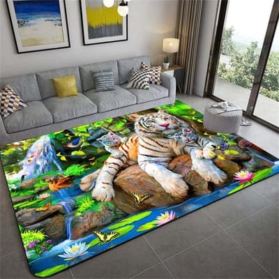 Luipaard Tijger Leeuw Kat Antislip Karpetten Grote Mat Tapijten Voor Woonkamer Comfortabel Tapijt Zachte Vloermat Tapijten Voor Slaapkamer 80x120cm