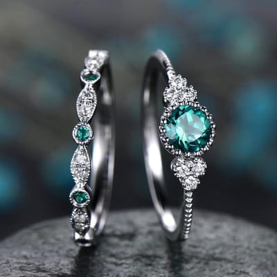 925 Sterling Zilver Mode Alles-match Europese en Amerikaanse Zirkoon Damesring Micro-zet Smaragd Saffier Combinatiering 6 black