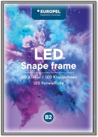 Europel LED Kliklijst – Posterlijst – Wissellijst – B2 – 50 x 70,7 cm – 25mm – Zilver – Incl. bevestigingsmateriaal