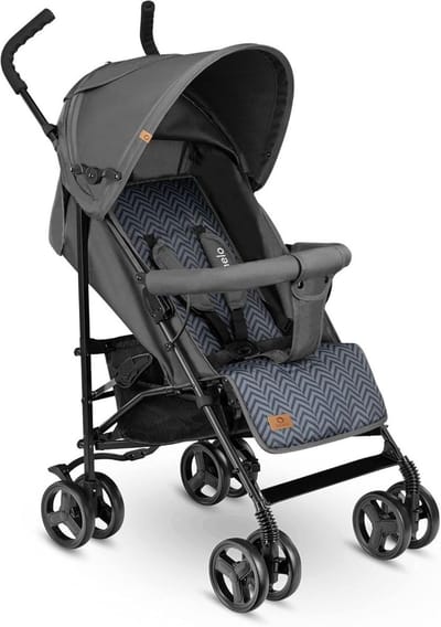 Lichtgewicht Buggy tot 15 kg – Inklapbaar met Één Hand – Verstelbare Rugleuning & Voetsteun – 5-Puntsgordel – XXL Zonnekap – Inclusief Muggennet & Boodschappenmand – Grafiet