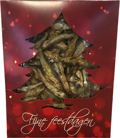 Kerst Doosje met Gedroogde Visjes voor Hond en Kat Het Kerstkado