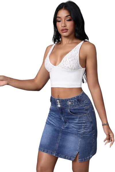 Livano Spijkerrok - Rok - Jeansrok Dames - Denim - Spijkerjurk - XS