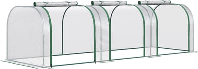 REDOM - Tunnelkas - Met Ritsvensters - Voor Tuin En Balkon - Staal En PVC - Transparant - 295 X 100 X 80 Cm