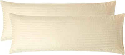 Homescapes Satijn Streep Katoen Kussensloop 50x140 cm Langwerpig – Set van 2 – Lichtgeel – 100% Egyptisch Katoen – Draaddichtheid 330