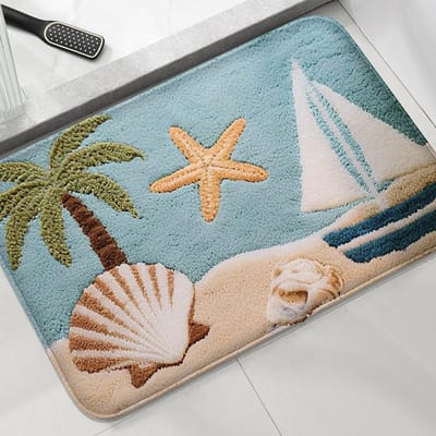 Antislipmat met cartoonvisjes voor de badkamer, doucheruimte, klein tapijtje, absorberende voetenmat voor de badkamer, decoratieve mat voor thuis, machinewasbaar. 50X80CM
