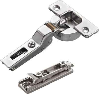 2 x Salice Potscharnier Serie 700 met demping in de scharnierpot 110° Boorbeeld T52 Middenaanslag met lineaire montageplaat Hoogte 3 mm met voorgemonteerde euroschroeven, excentrische verstelling Meubelscharnier van SOTECH