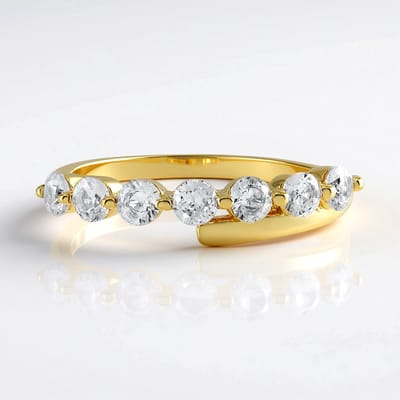 Cavill - Elegante 925 Sterling Zilver Ring Verguld met 0.928 ct Cambodjaanse Briljant Zirkonen - Dames Goudkleurige Ring Maat 16-21