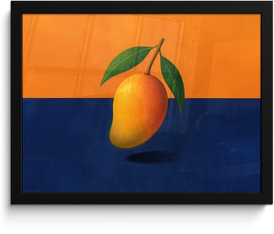 Poster in lijst - Fotolijst 40x30 cm - Posters - Mango - Vlakken - Bladeren - Oranje - Posterlijst zwart - Decoratie - Wanddecoratie woonkamer - Muurdecoratie slaapkamer