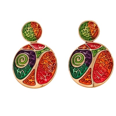 Clip oorbellen- Rood- goudkleurig- 4.5 cm- Charme Bijoux