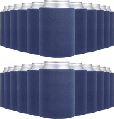 100 Stuks Opvouwbare Isolerende Koelcovers voor Blikjes en Flessen - Ideaal voor Bruiloften, Feesten en Evenementen - Donkerblauw