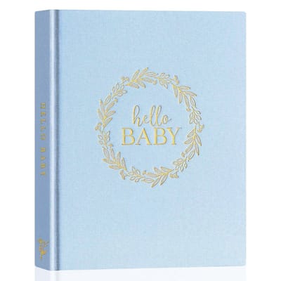 Dailygoody - Baby Geheugenboek - Eerste 5 Jaar Dagboek - Linnen Omslag - Blauw - Mijlpaal Aandenken - Voor Jongen en Meisje - 154 Pagina's