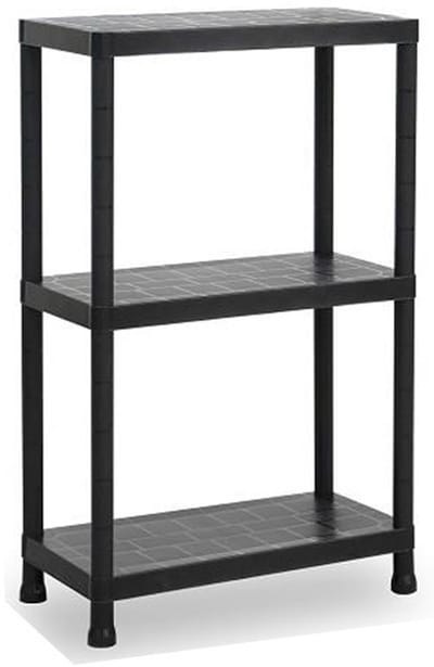 Plasticforte opbergrek - kunststof - zwart - 30 x 60 x 95 cm - met 3 planken