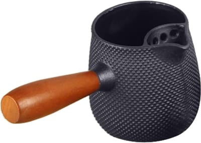 Theeketel Gietijzer - Kokende Waterkoker - Thee Zetten - Stijlvol Houten Handvat - 600ml - Zwart
