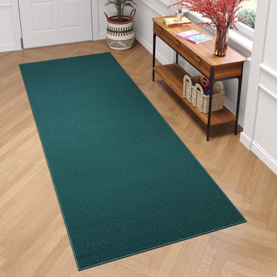 Tapiso Mono Loper Kleed Blauw Effen Gang Laagppolig Vloerkleed Maat- 90x100