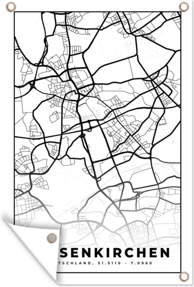 Muurdecoratie Kaart - Plattegrond - Gelsenkirchen - Stadskaart - 120x180 cm - Tuinposter - Tuindoek