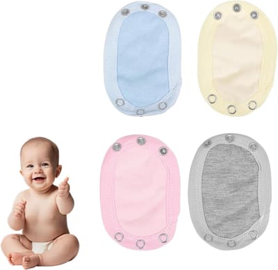 Verstelbare Baby Body Extensies, 4 Stuks, Dubbel Laag Stof, Drukknopen, Geschikt voor Rompers en Luiers (Meerkleurig)