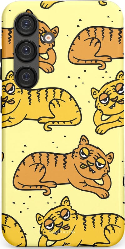 Casetastic hoesje geschikt voor Samsung Galaxy S25 - Dubbellaagse bescherming - Tijger dromen - Fashion Case - Crème Goud Olijfgroen