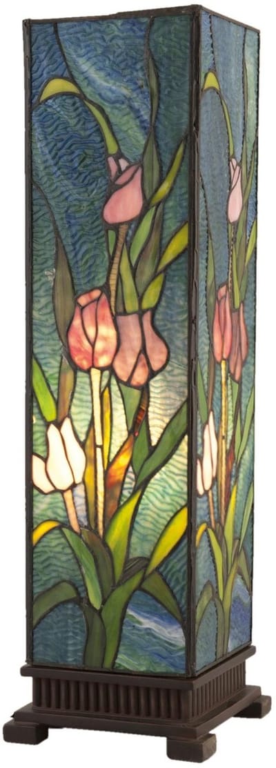 Lumilamp Tiffany Tafellamp 17x17x58 cm Groen Roze Glas Tulpen