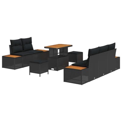 vidaXL - Tuinbank - Set - 8 - st - 7-Aantal - zitplaatsen - Zwart