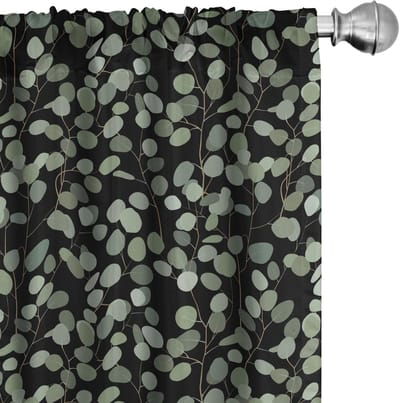 ABAKUHAUS Tropische Gardijnen – 2x75x225 cm – Microfiber, halfdonker, groen/zwart