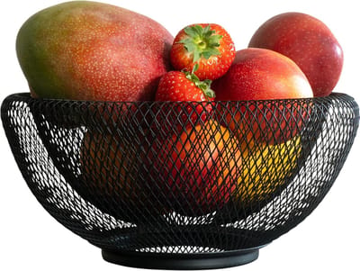 QUVIO Fruitschaal / Fruitmand / Fruitschaal zwart / Fruitmand zwart metaal - Dubbelwandig - Diameter 24,5 cm