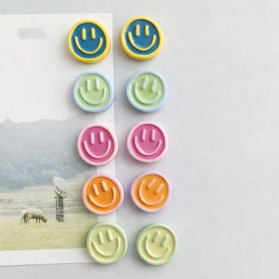 TLVX 10 stuks Leuke 3D Smiley Magneten / Koelkastmagneten / Vrolijke Foto Magneet / Smile Whiteboard Magneetjes / Speel- en Leer Magneten / School / Boodschappenlijst / Notitie / Memo bord / Kantoor / Schoolbord / Magnetisch / Kleuren Magneetjes
