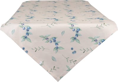 Clayre & Eef Tafelloper 50x160 cm Beige Blauw Katoen Bos Dieren Herfst