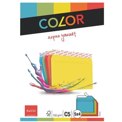 Enveloppen »COLOR 5 kleuren« C5 zonder venster met zelfklevende flap met bescher